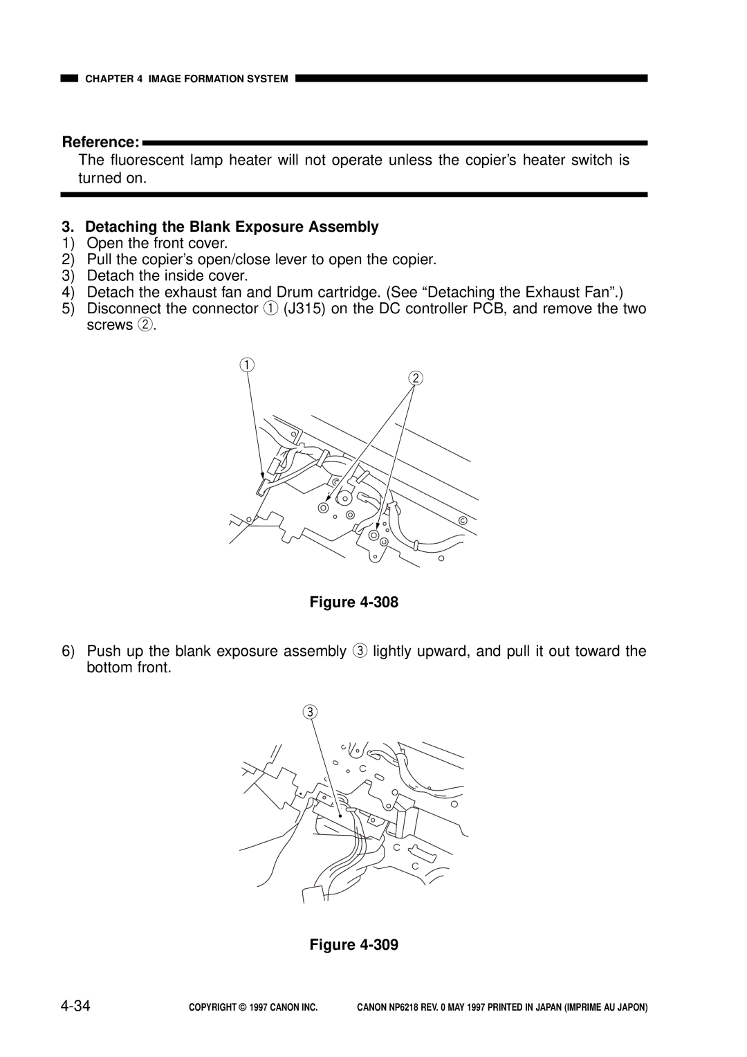 Canon NP6218, FY8-13EX-000 service manual Reference, Detaching the Blank Exposure Assembly 