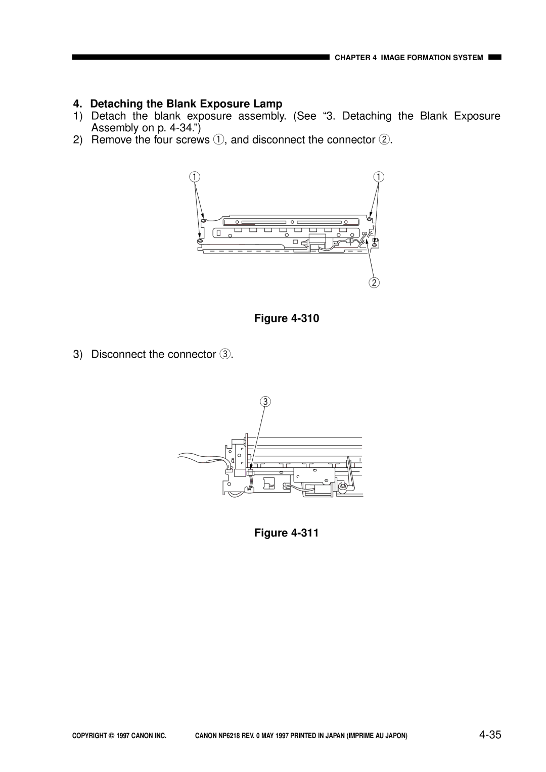 Canon FY8-13EX-000, NP6218 service manual Detaching the Blank Exposure Lamp 