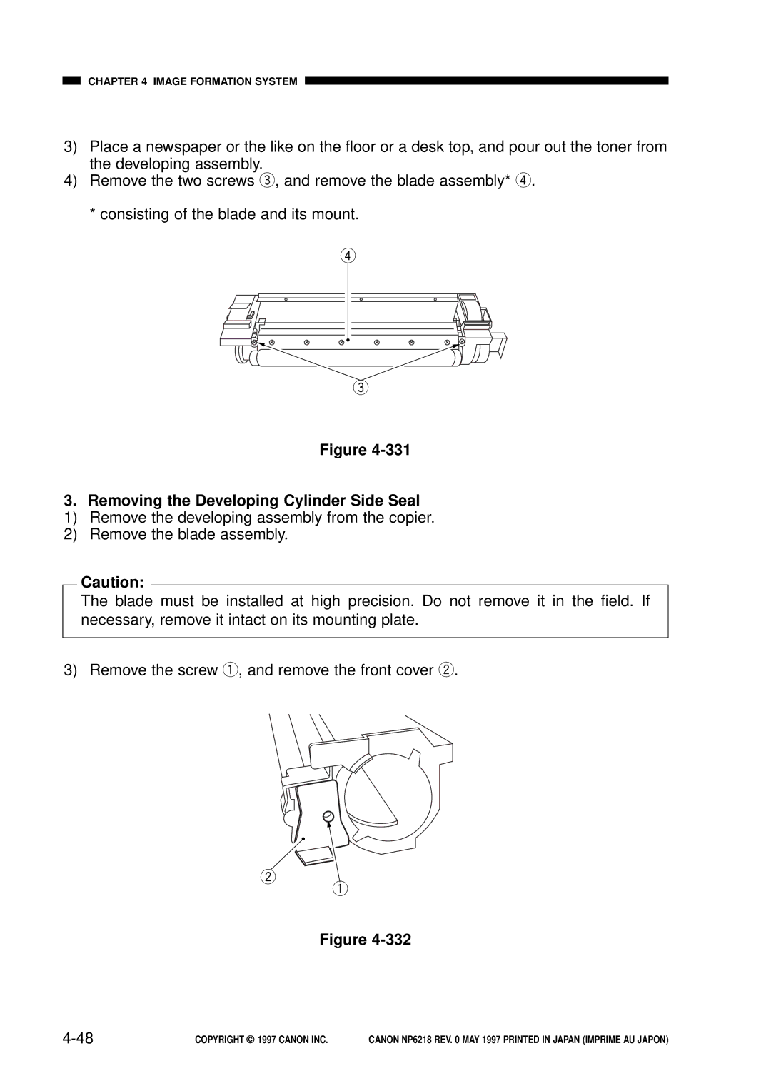 Canon NP6218, FY8-13EX-000 service manual Removing the Developing Cylinder Side Seal 