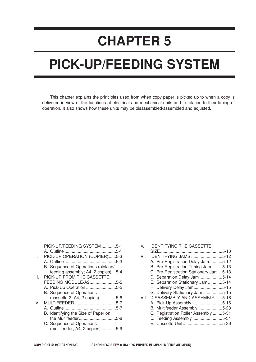 Canon FY8-13EX-000, NP6218 service manual Chapter PICK-UP/FEEDING System 