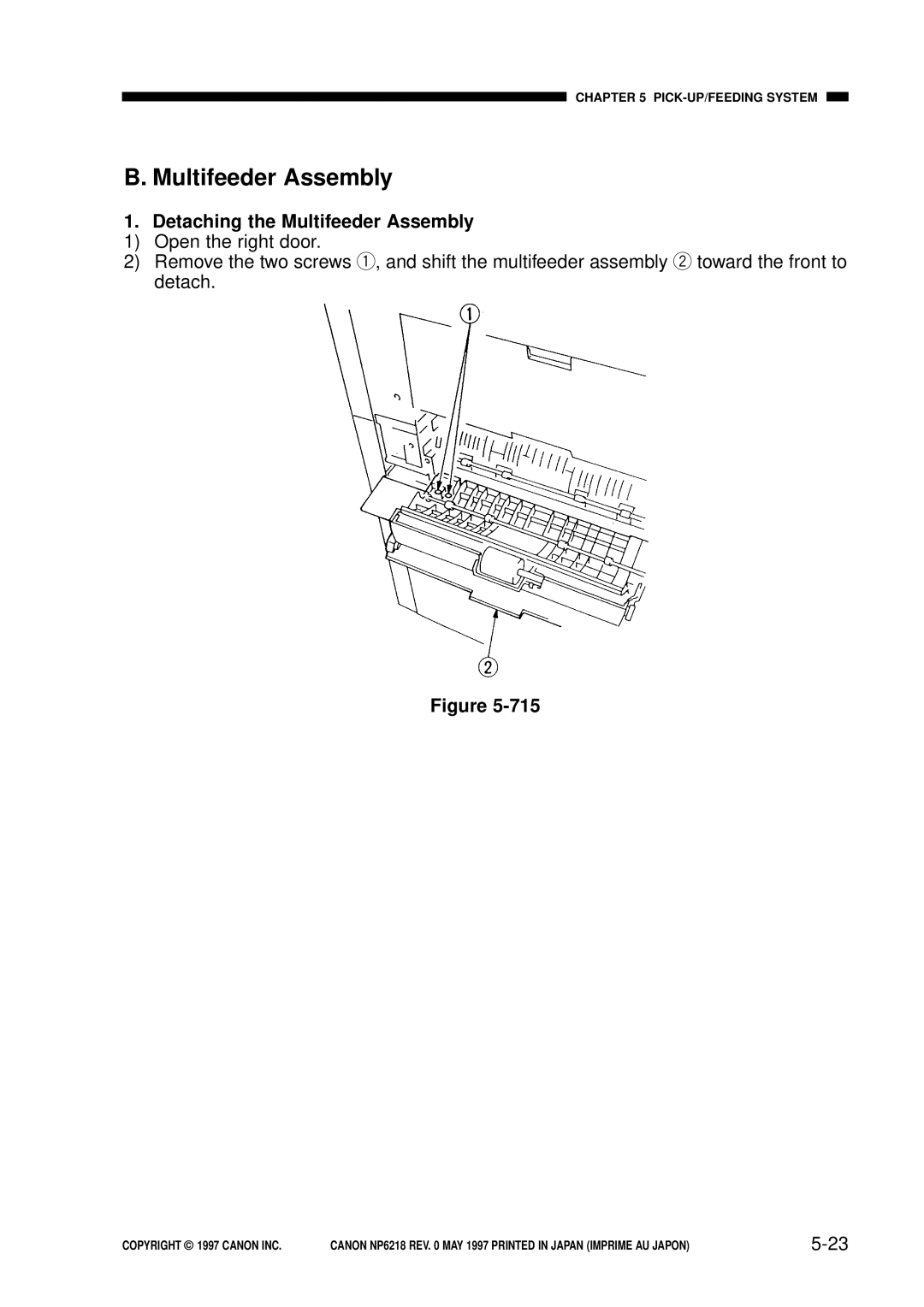 Canon NP6218, FY8-13EX-000 service manual Detaching the Multifeeder Assembly 