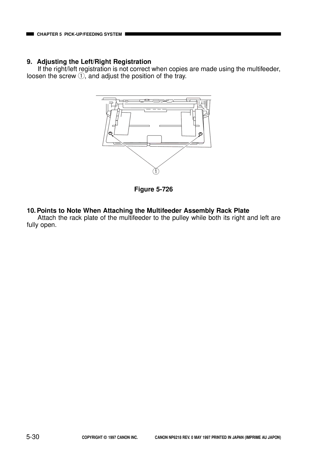 Canon FY8-13EX-000, NP6218 service manual Adjusting the Left/Right Registration 