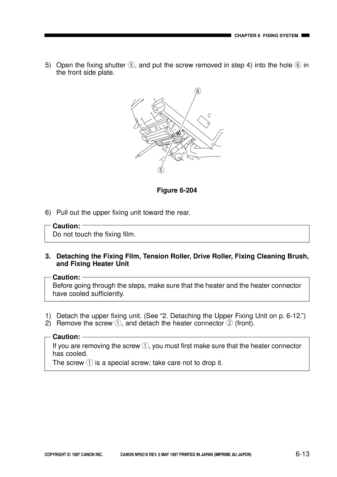 Canon FY8-13EX-000, NP6218 service manual Fixing System 