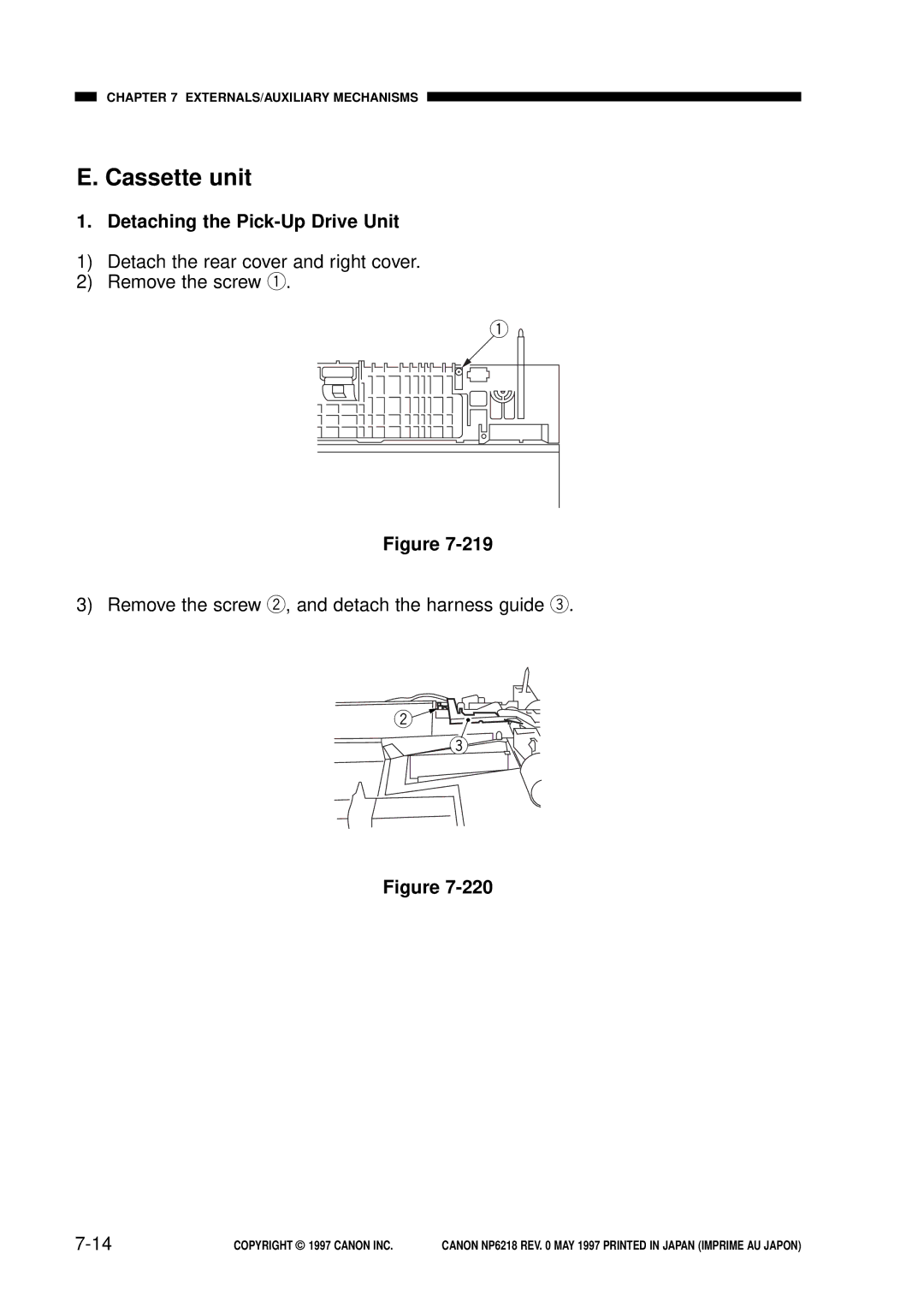 Canon FY8-13EX-000, NP6218 service manual Cassette unit, Detaching the Pick-Up Drive Unit 