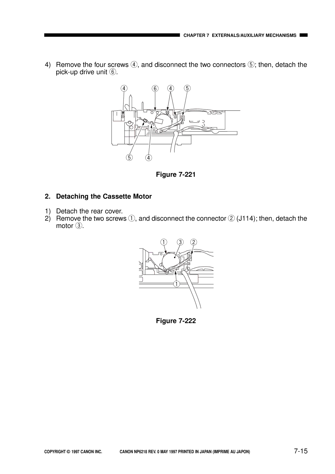 Canon NP6218, FY8-13EX-000 service manual Detaching the Cassette Motor 