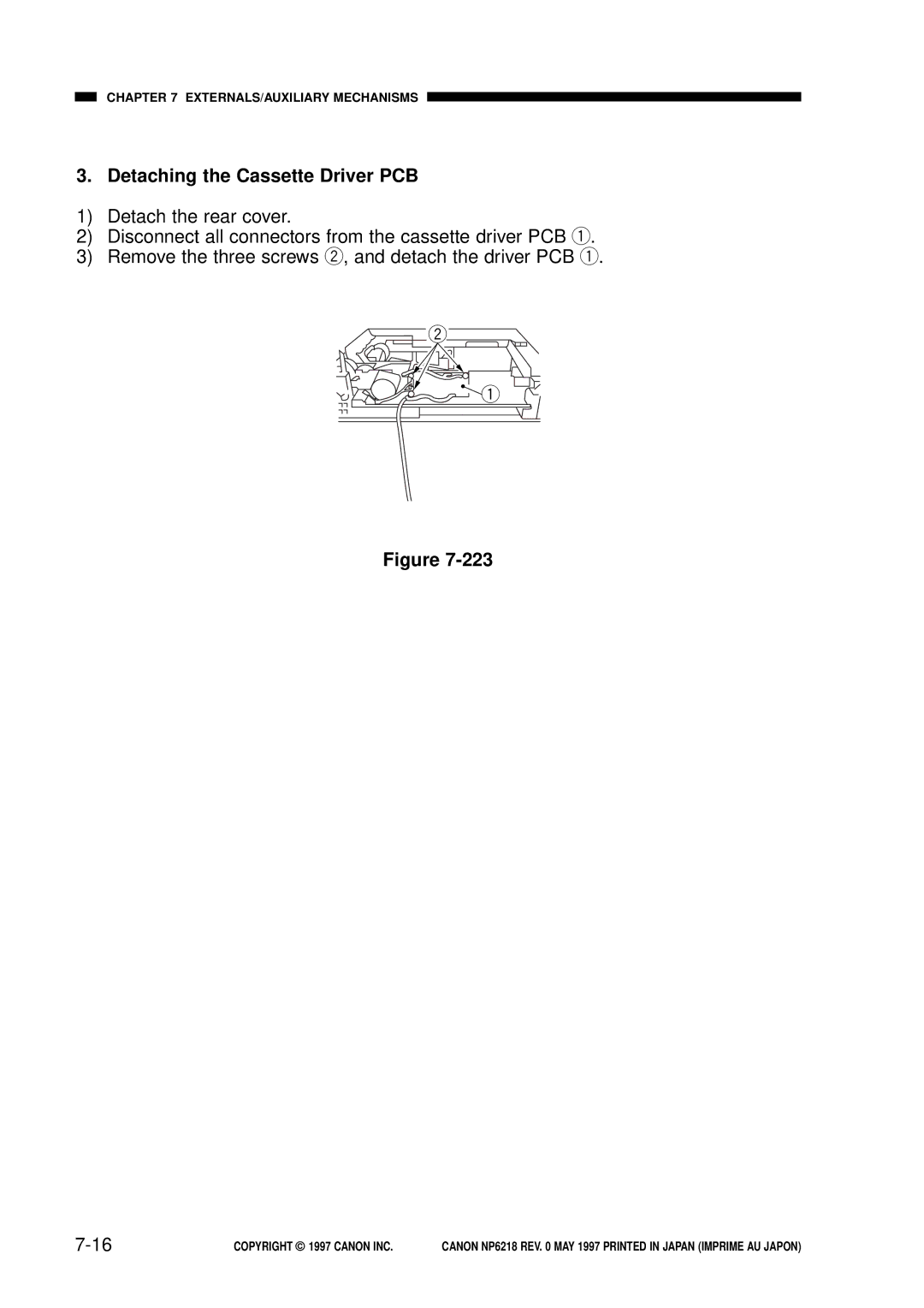 Canon FY8-13EX-000, NP6218 service manual Detaching the Cassette Driver PCB 