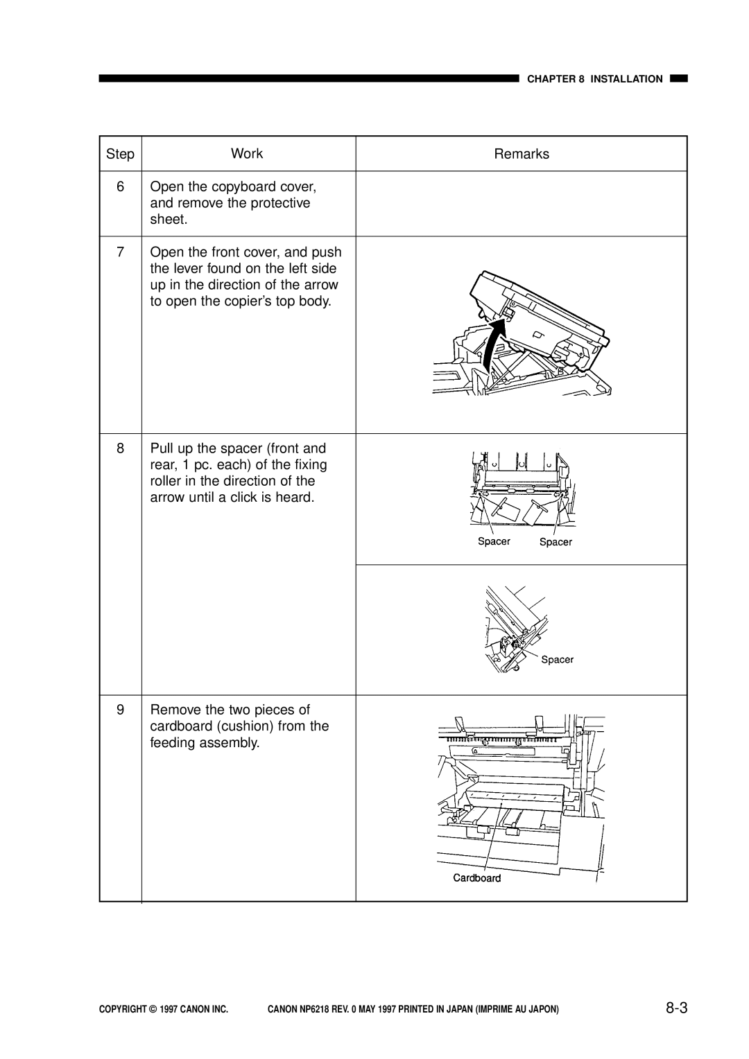 Canon FY8-13EX-000, NP6218 service manual Installation 