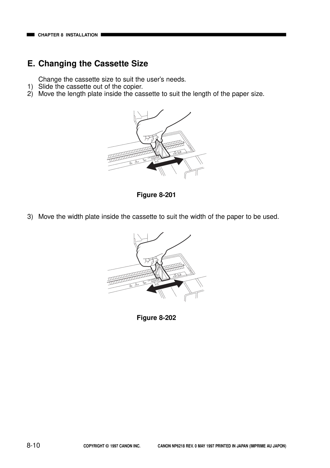 Canon NP6218, FY8-13EX-000 service manual Changing the Cassette Size 