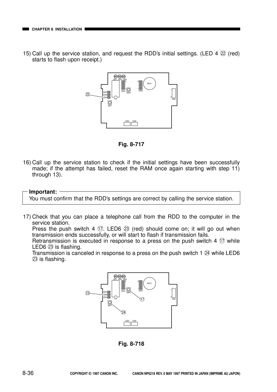 Canon NP6218, FY8-13EX-000 service manual Installation 