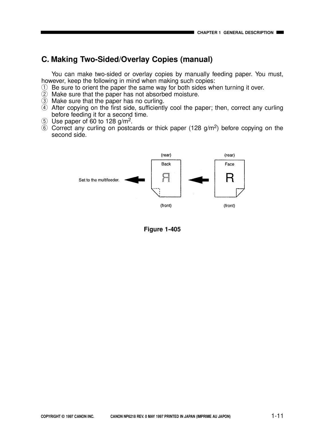 Canon NP6218, FY8-13EX-000 service manual Making Two-Sided/Overlay Copies manual 