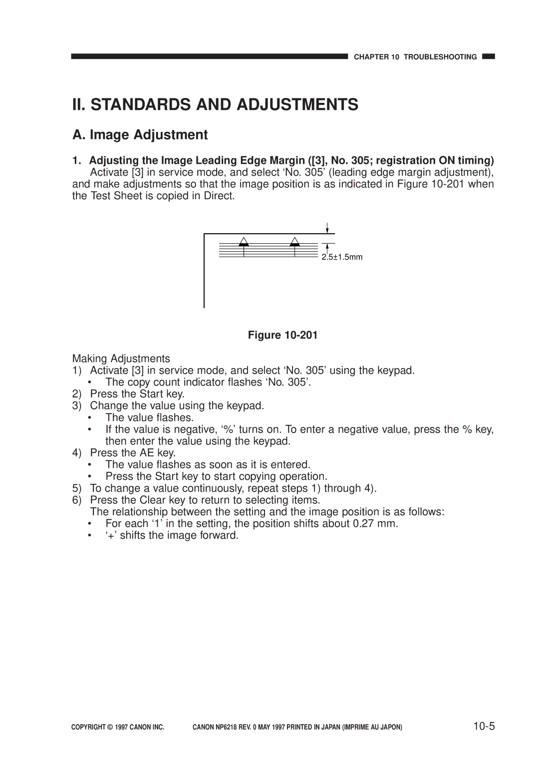 Canon FY8-13EX-000, NP6218 service manual II. Standards and Adjustments, Image Adjustment, 10-5 