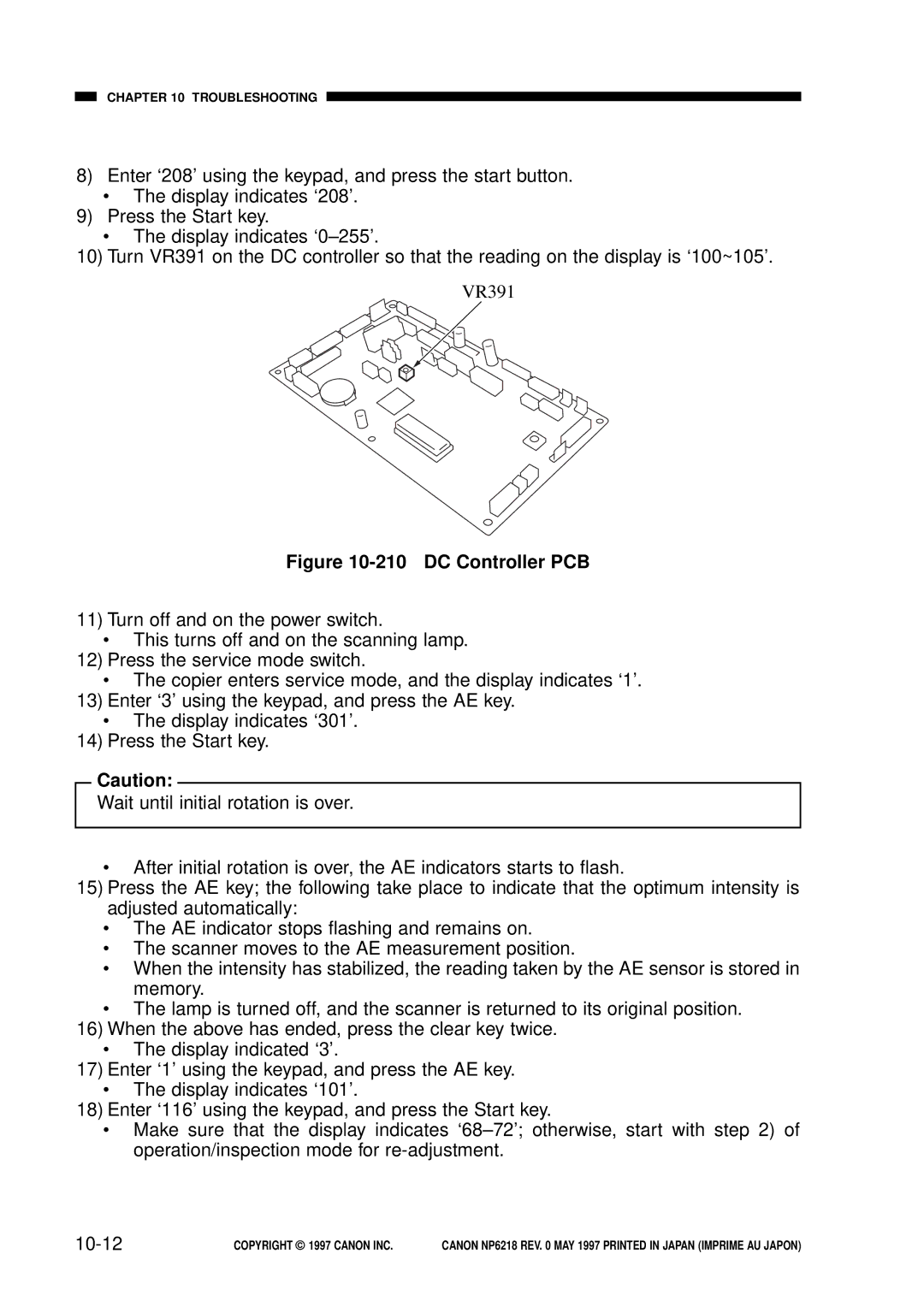 Canon NP6218, FY8-13EX-000 service manual DC Controller PCB, 10-12 