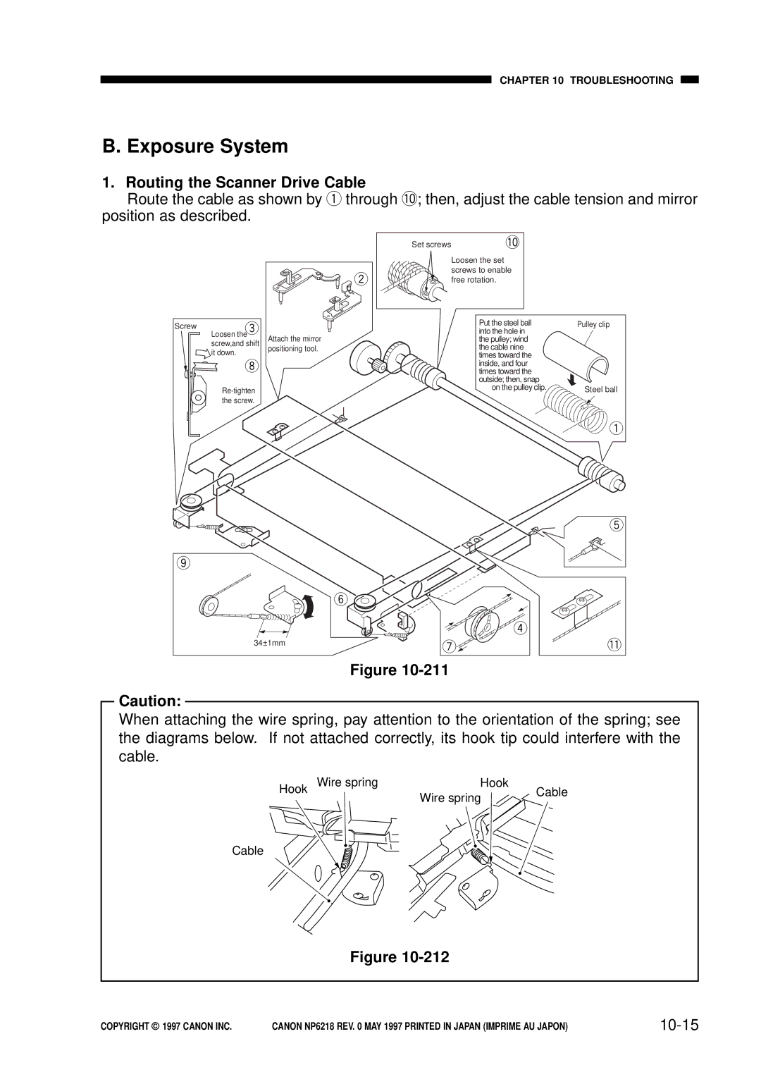 Canon FY8-13EX-000, NP6218 service manual Exposure System, Routing the Scanner Drive Cable, 10-15 