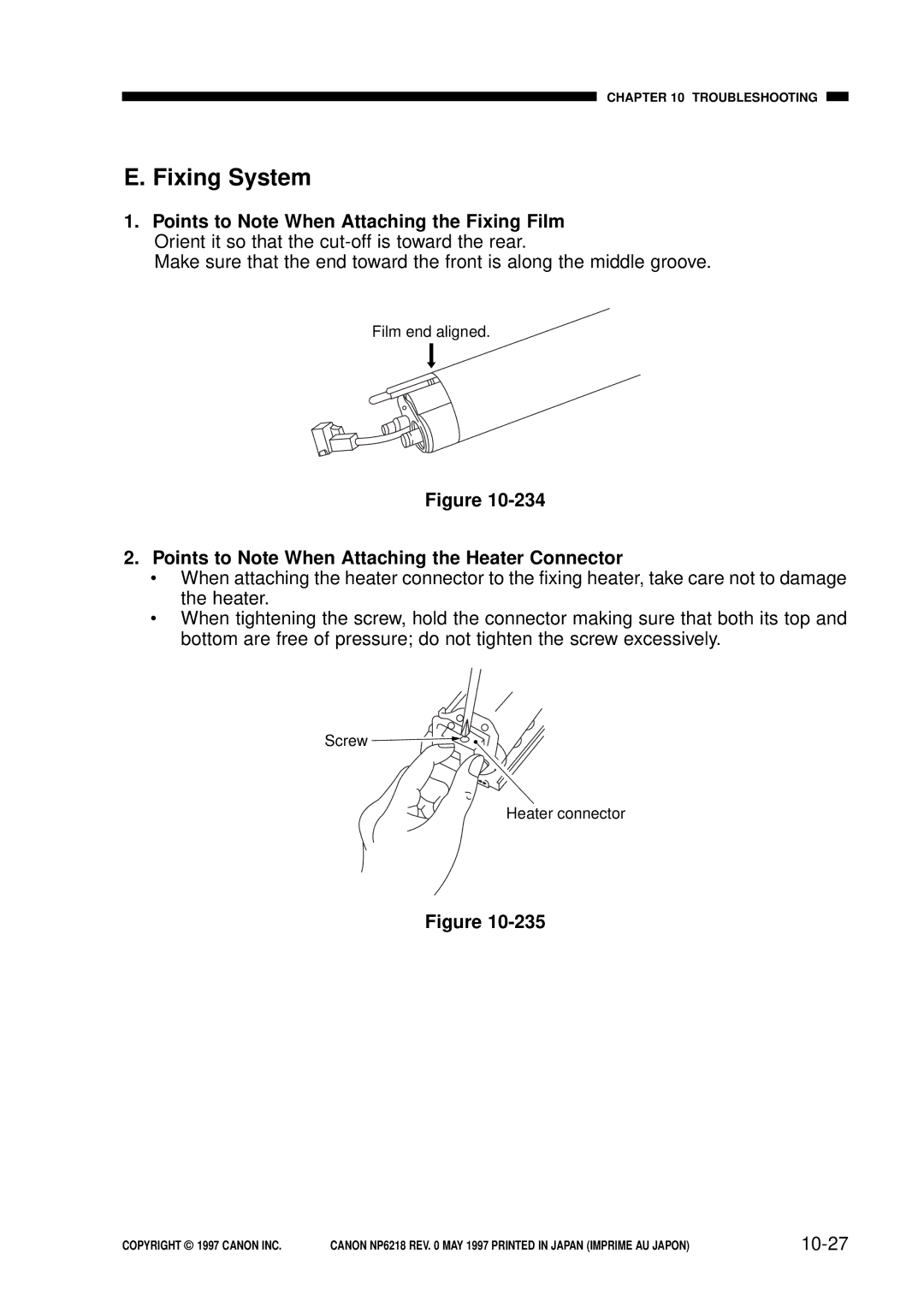 Canon FY8-13EX-000, NP6218 service manual Fixing System, 10-27 