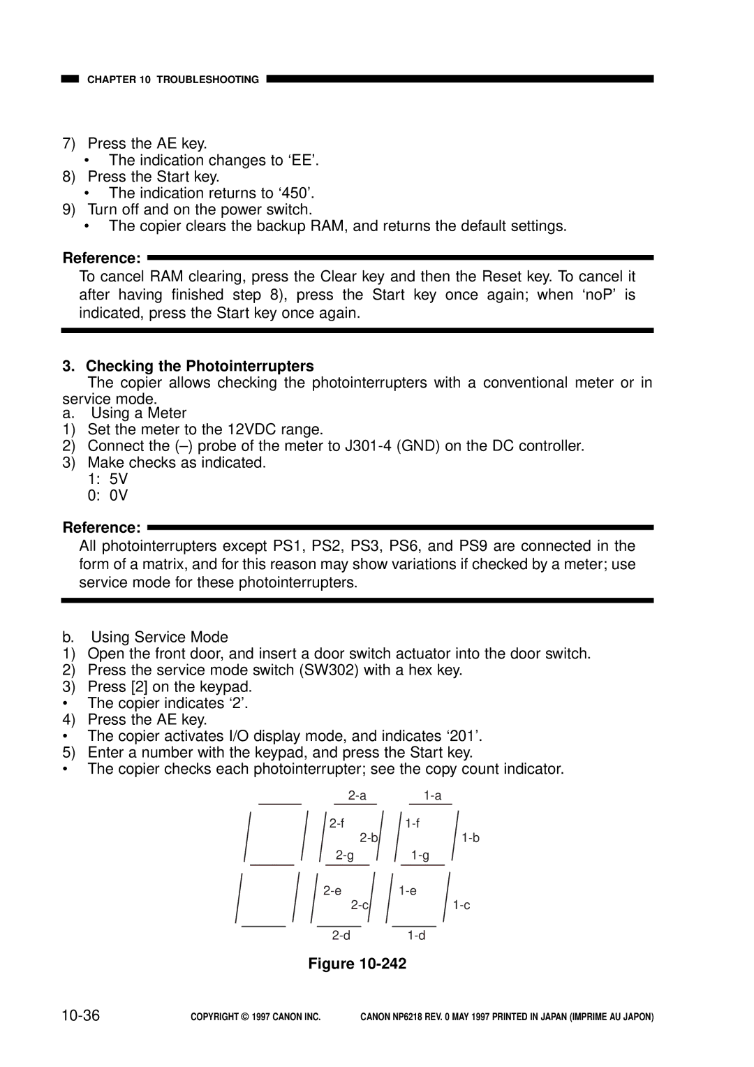 Canon NP6218, FY8-13EX-000 service manual Checking the Photointerrupters, 10-36 