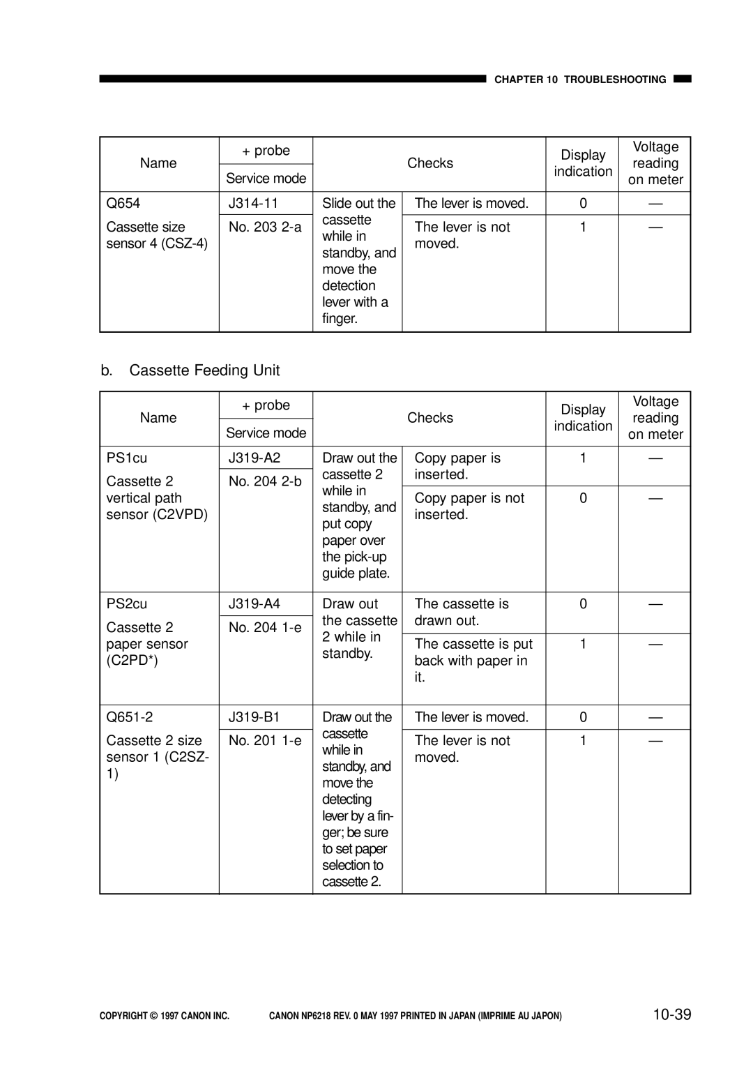 Canon FY8-13EX-000, NP6218 service manual Cassette Feeding Unit, 10-39 