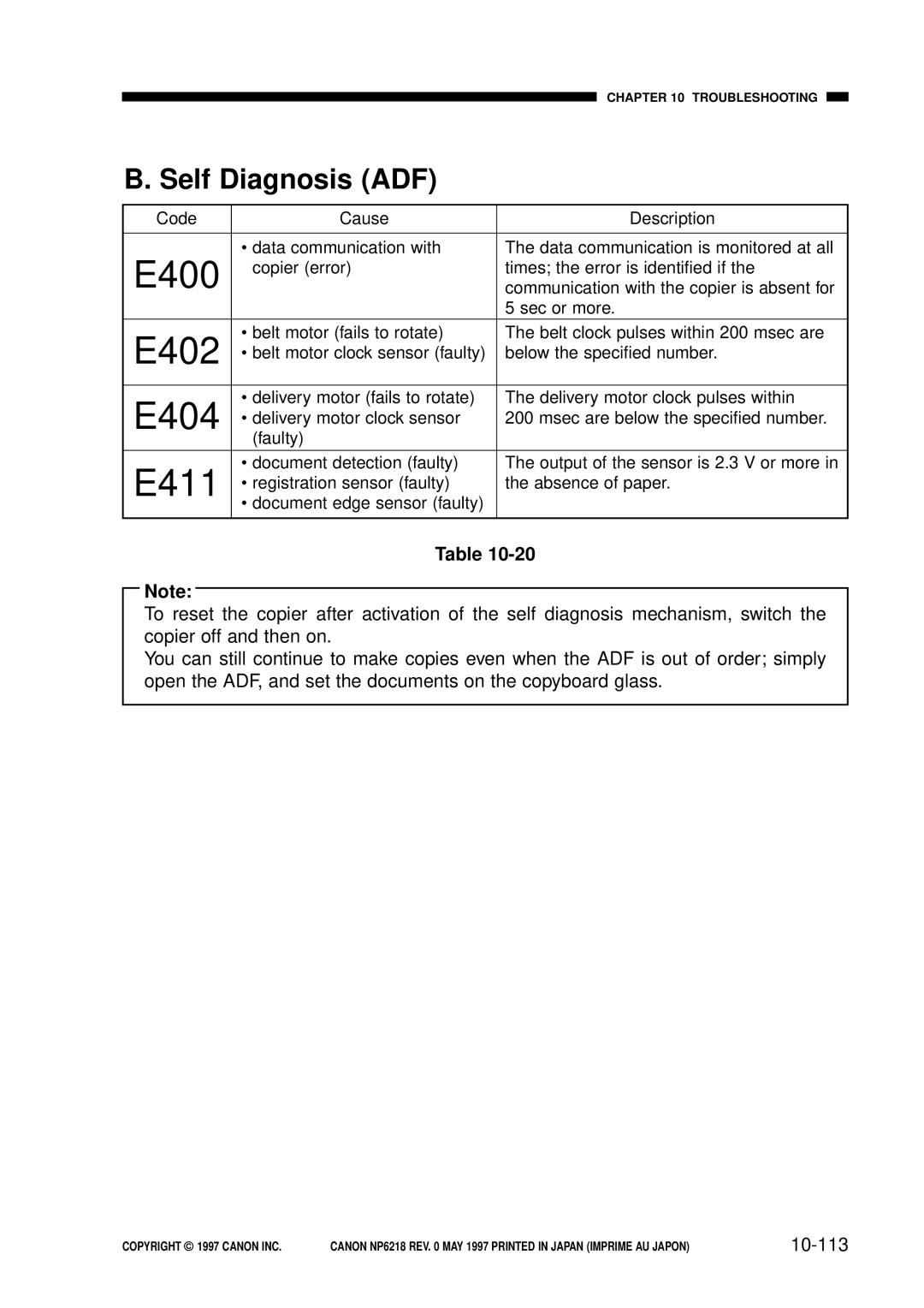 Canon FY8-13EX-000, NP6218 service manual E400, 10-113 