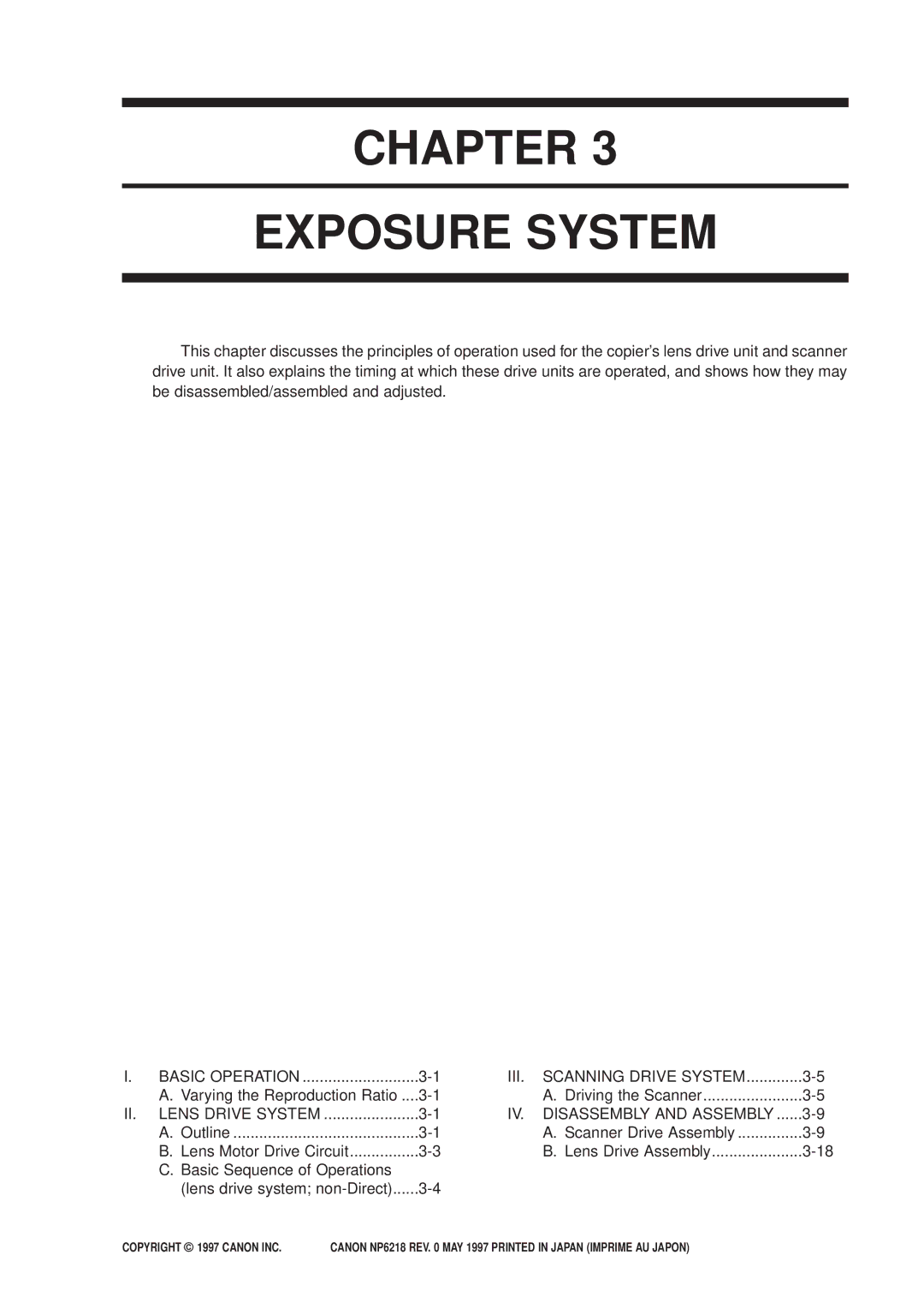 Canon FY8-13EX-000, NP6218 service manual Chapter Exposure System 