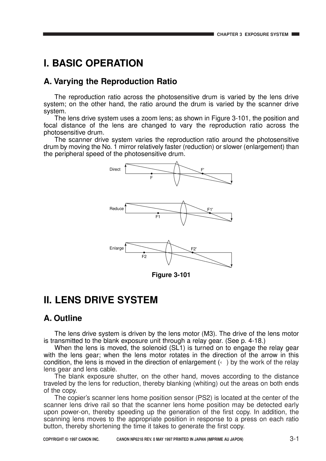 Canon NP6218, FY8-13EX-000 service manual II. Lens Drive System, Varying the Reproduction Ratio 