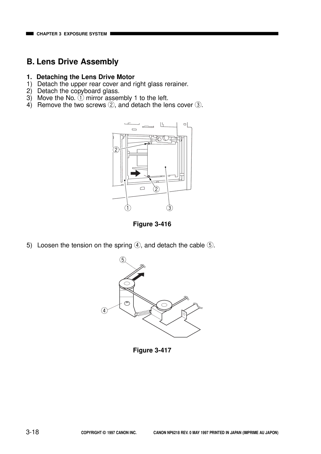 Canon FY8-13EX-000, NP6218 service manual Lens Drive Assembly, Detaching the Lens Drive Motor 