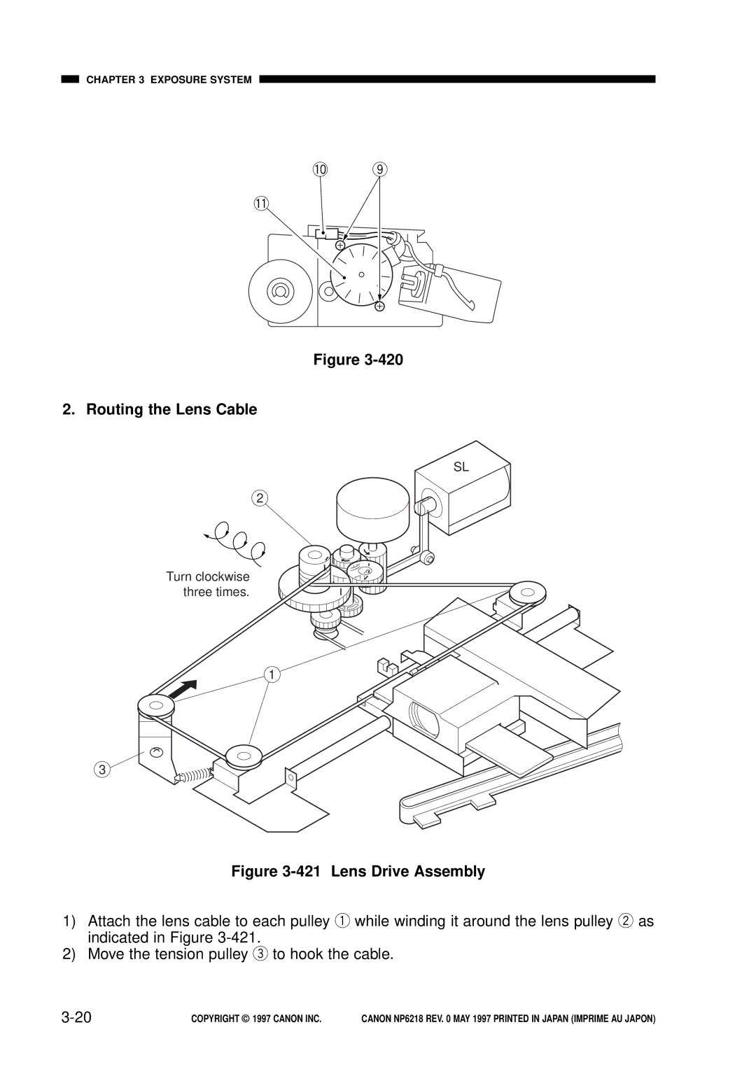 Canon FY8-13EX-000, NP6218 service manual Routing the Lens Cable, Lens Drive Assembly 