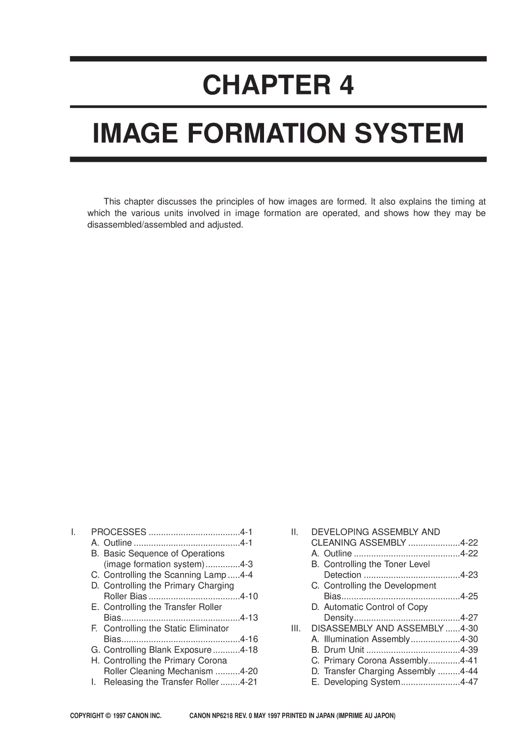 Canon NP6218, FY8-13EX-000 service manual Chapter Image Formation System 