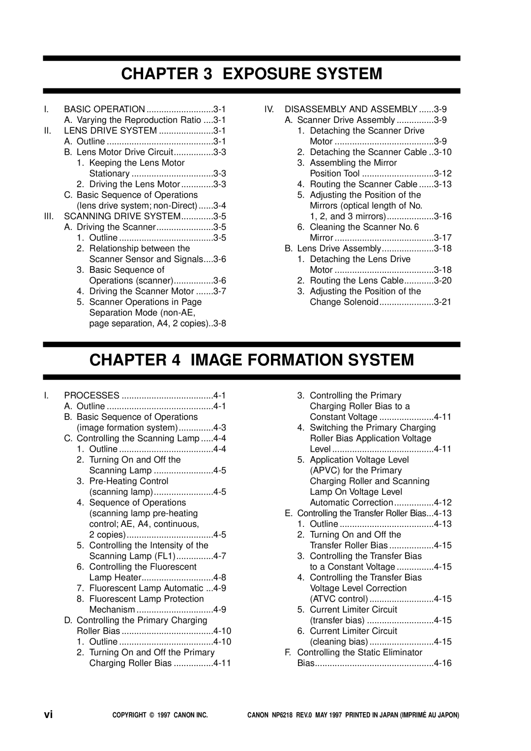 Canon NP6218, FY8-13EX-000 service manual Exposure System, Image Formation System 