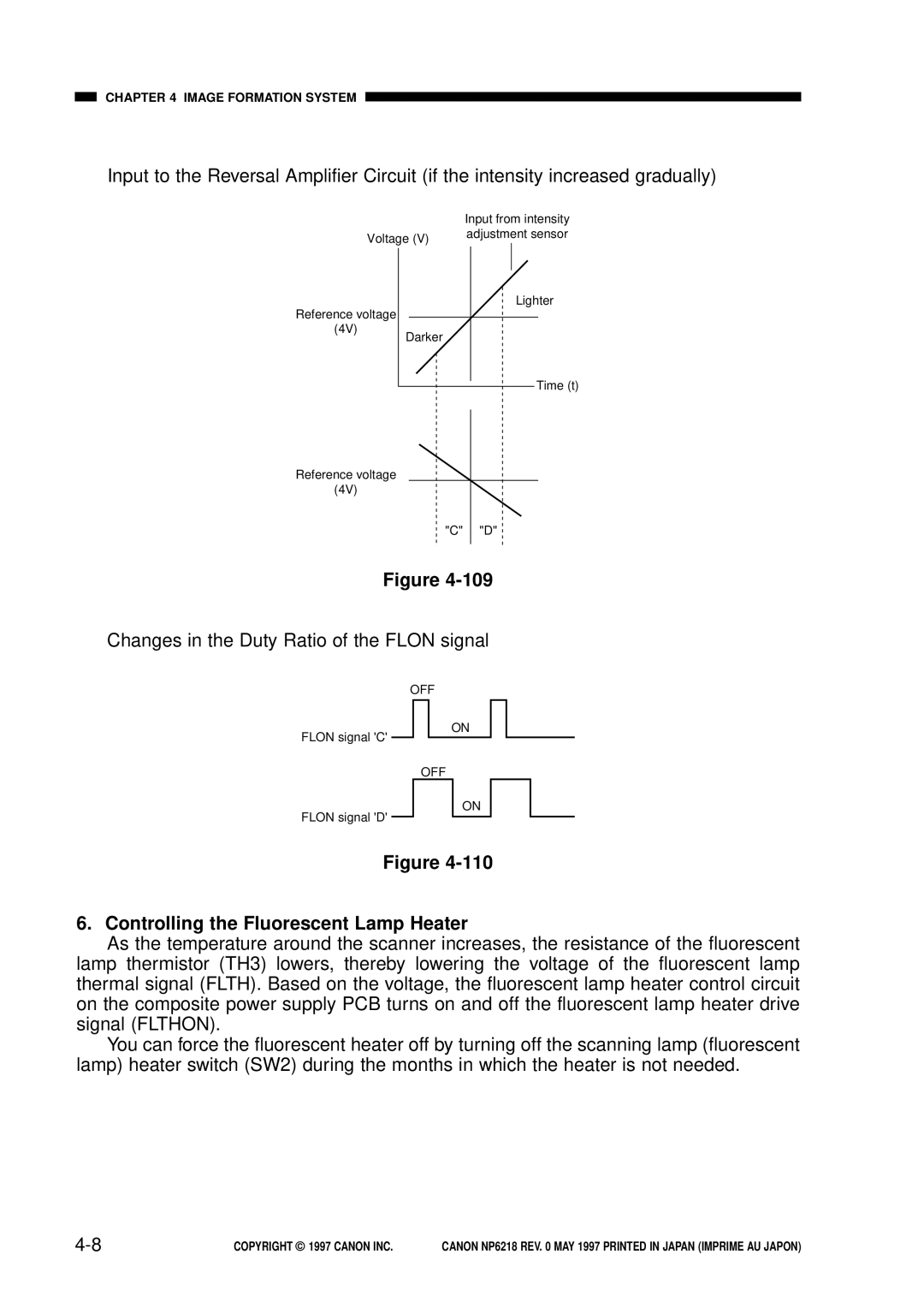 Canon NP6218, FY8-13EX-000 service manual Controlling the Fluorescent Lamp Heater 