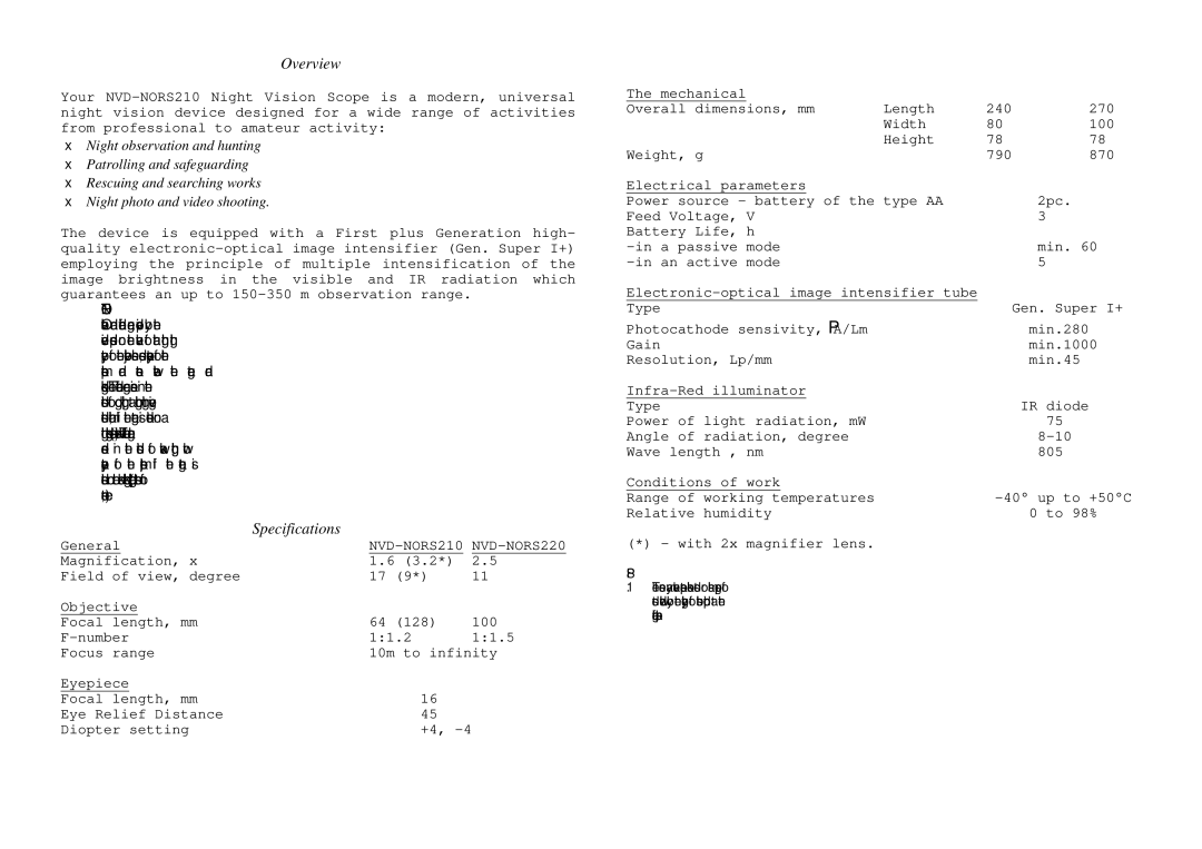 Canon NVD-NORS210, NVD-NORS220 manual Overview, Specifications 