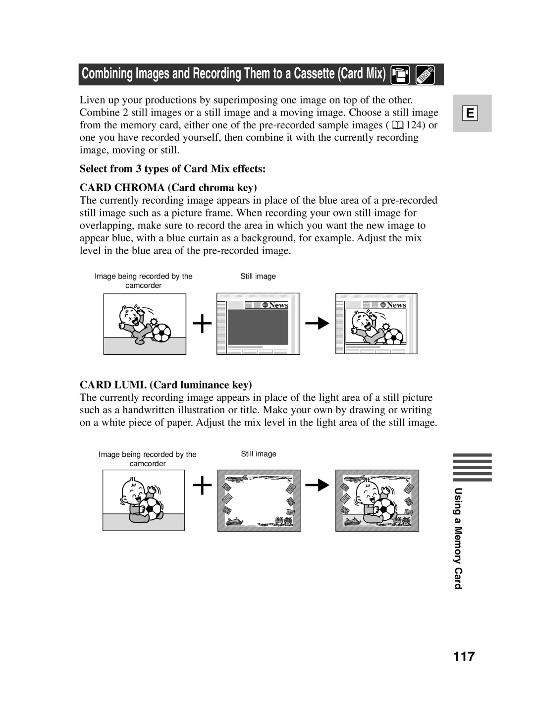 Canon Optura 100 instruction manual 117, Card LUMI. Card luminance key 