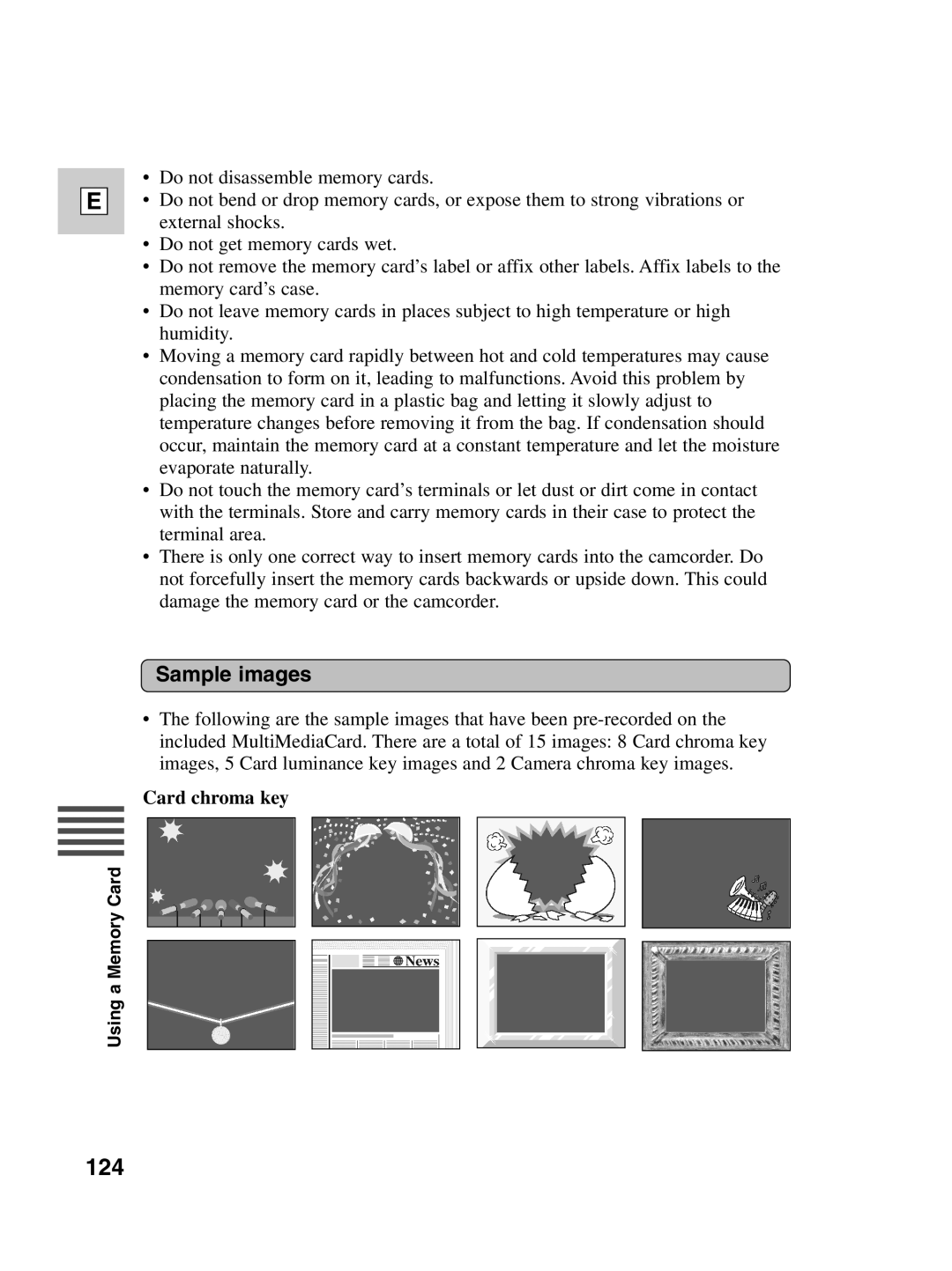 Canon Optura 100 instruction manual 124, Sample images, Card chroma key 