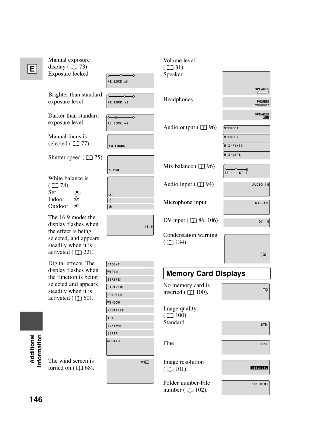 Canon Optura 100 instruction manual 146, Memory Card Displays 