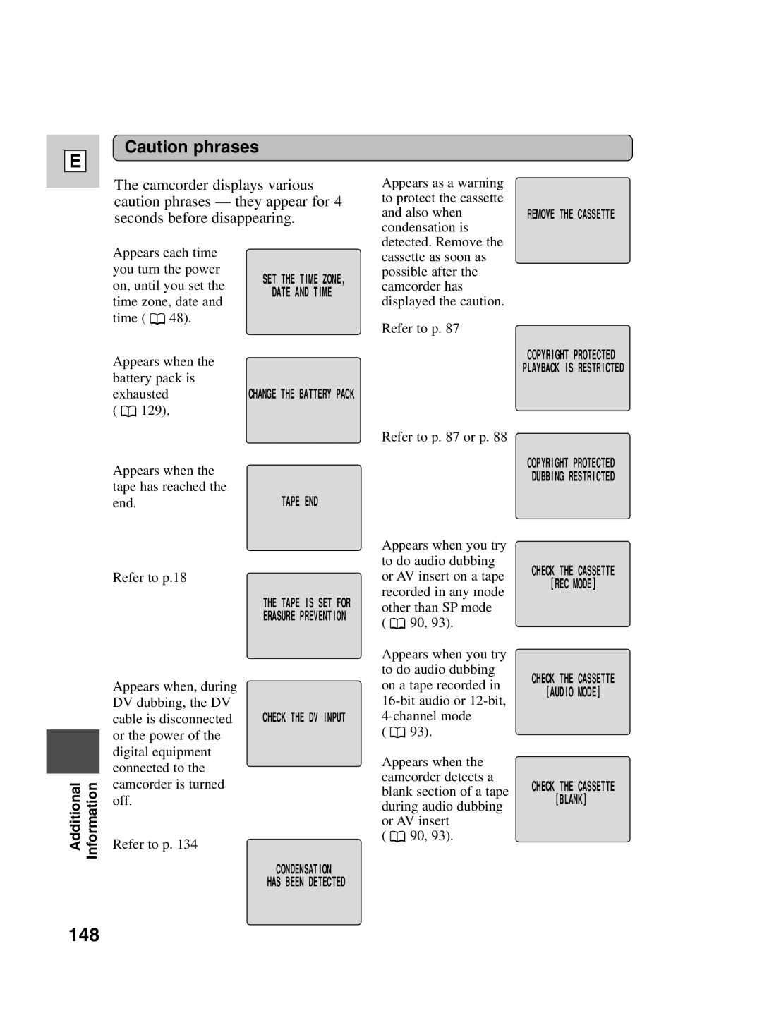 Canon Optura 100 instruction manual 148, Refer to p.18 