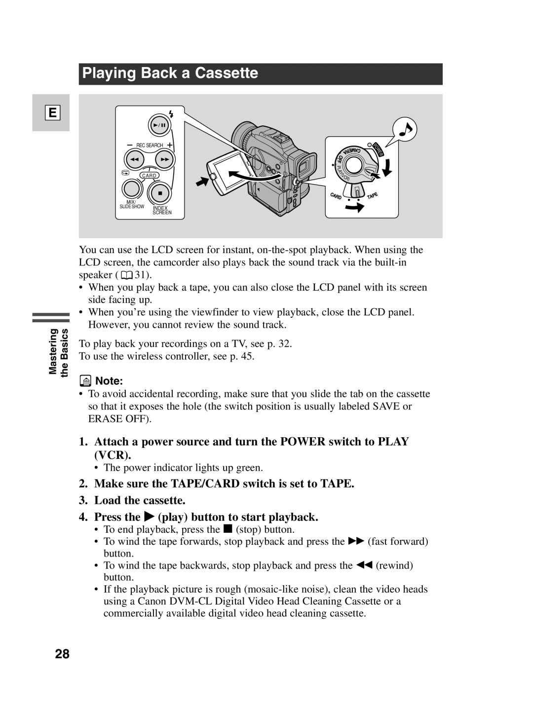 Canon Optura 100 instruction manual Playing Back a Cassette, Card MIX Slide Show Index Screen 