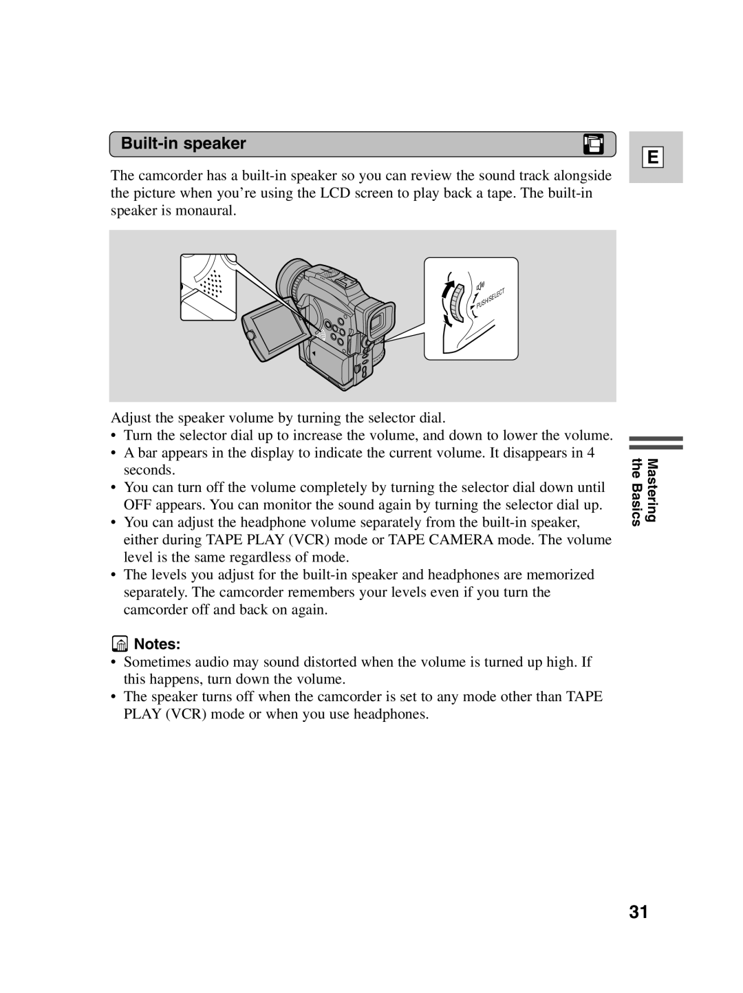 Canon Optura 100 instruction manual Built-in speaker 