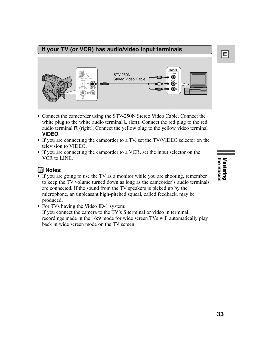Canon Optura 100 instruction manual If your TV or VCR has audio/video input terminals, Video 
