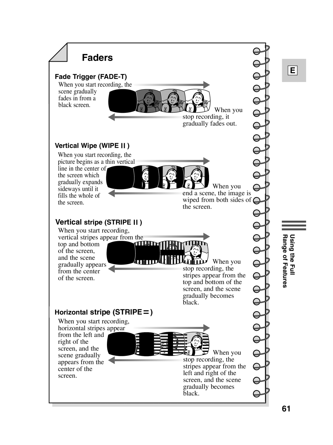 Canon Optura 100 instruction manual Faders, Horizontal stripe Stripe 