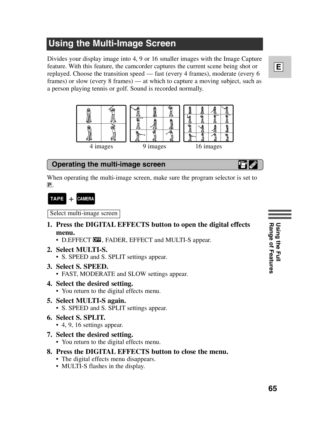 Canon Optura 100 instruction manual Using the Multi-Image Screen, Operating the multi-image screen 