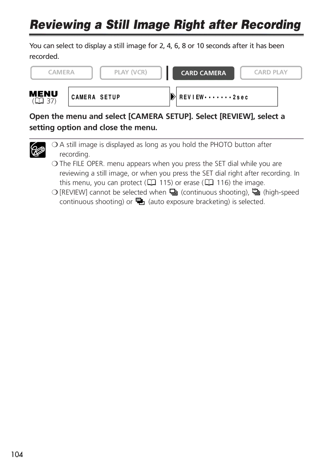 Canon OPTURA40, 9545A001AA instruction manual Reviewing a Still Image Right after Recording 