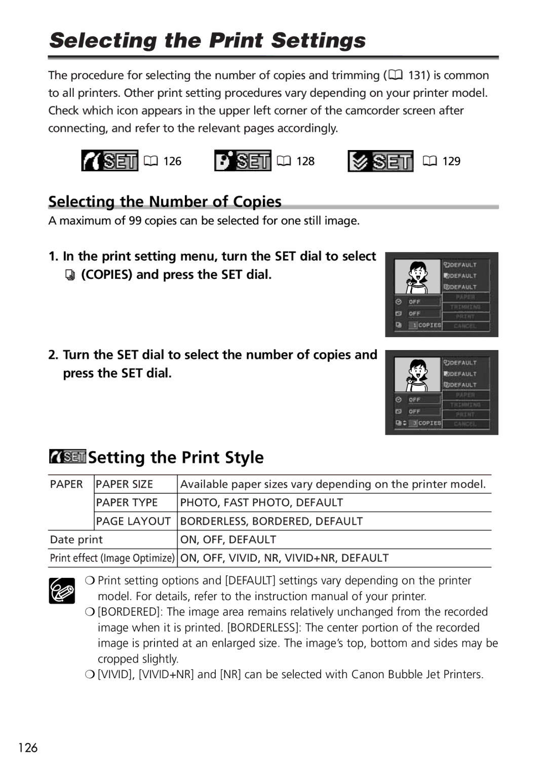 Canon OPTURA40, 9545A001AA instruction manual Selecting the Print Settings, Selecting the Number of Copies 