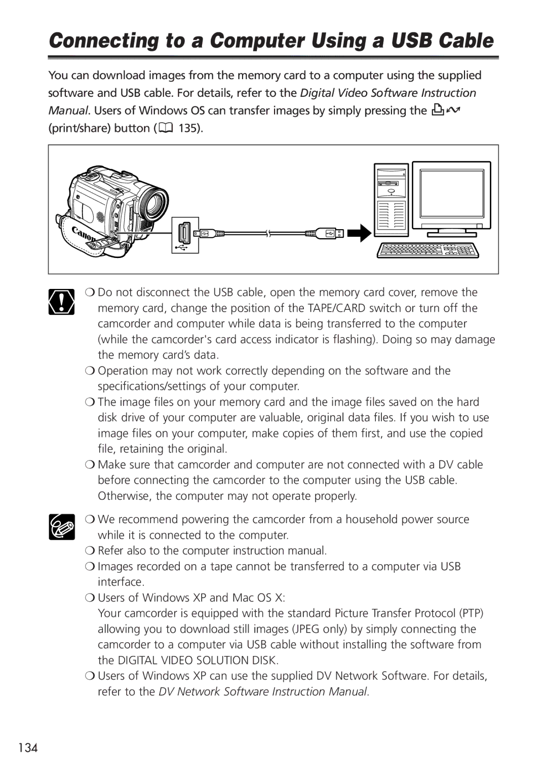 Canon OPTURA40, 9545A001AA instruction manual Connecting to a Computer Using a USB Cable 