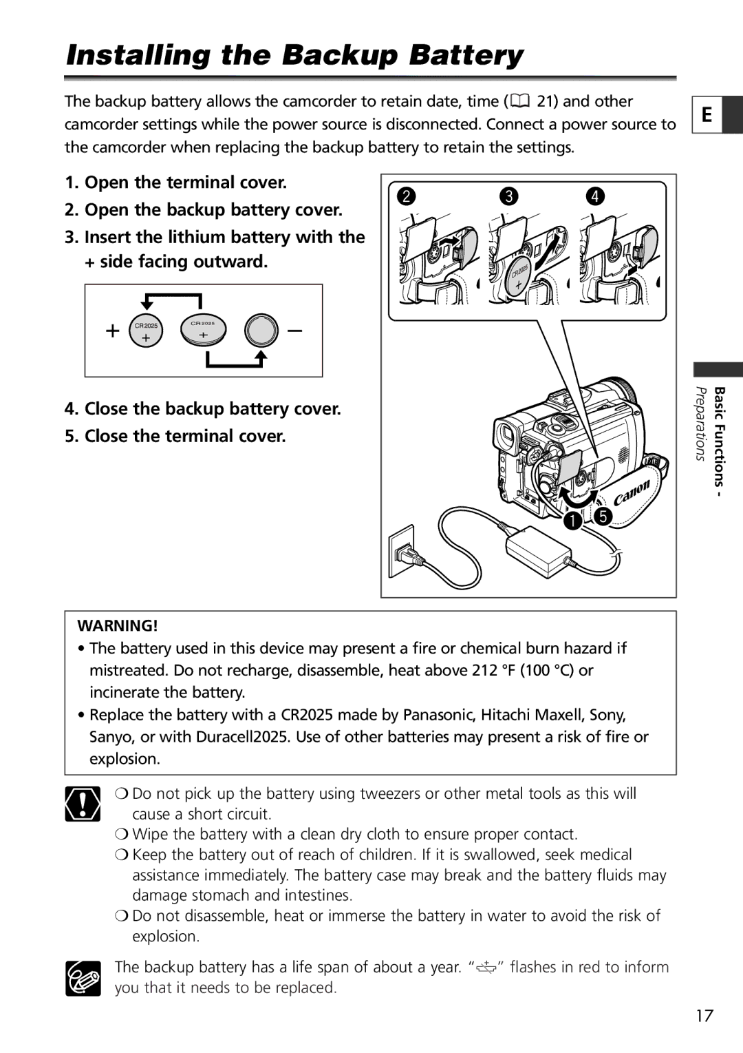 Canon 9545A001AA, OPTURA40 instruction manual Installing the Backup Battery 