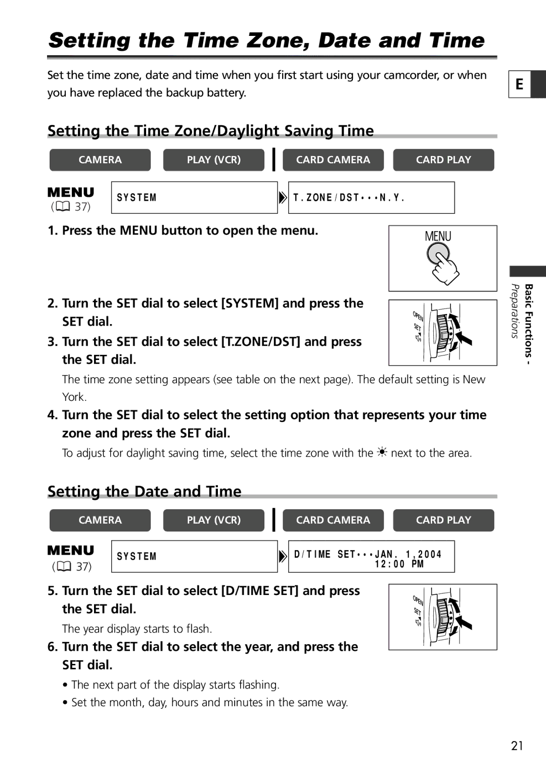 Canon 9545A001AA, OPTURA40 Setting the Time Zone, Date and Time, Setting the Time Zone/Daylight Saving Time 