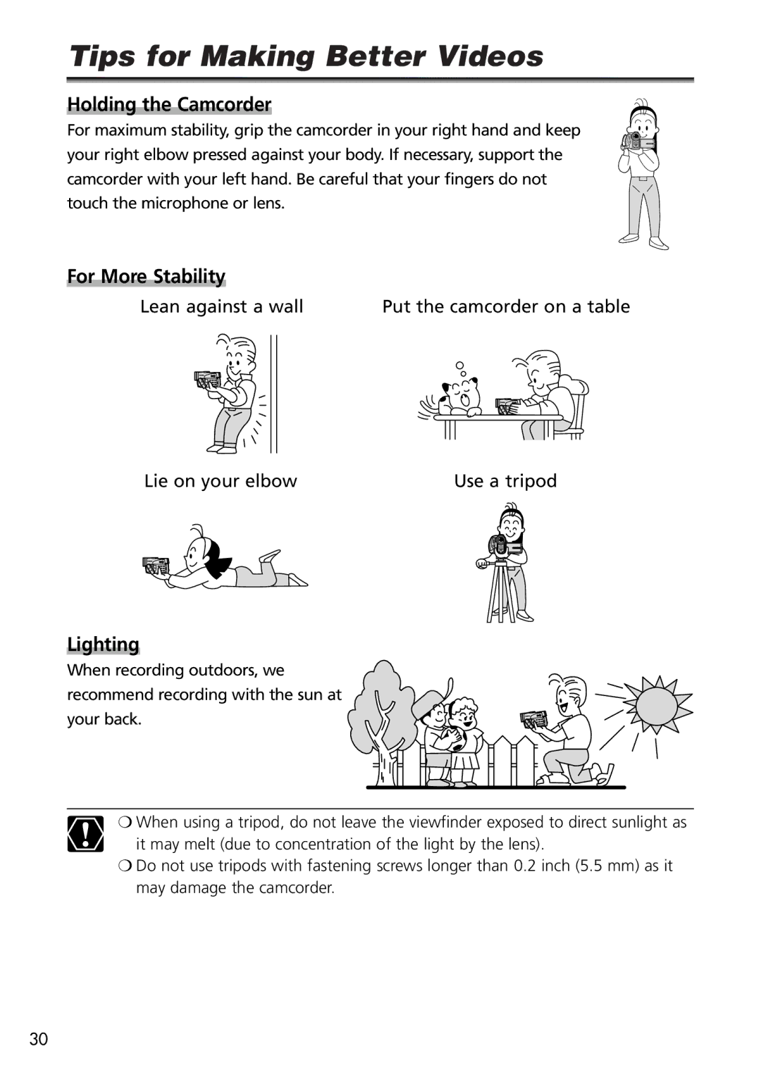 Canon OPTURA40, 9545A001AA instruction manual Tips for Making Better Videos, Holding the Camcorder 