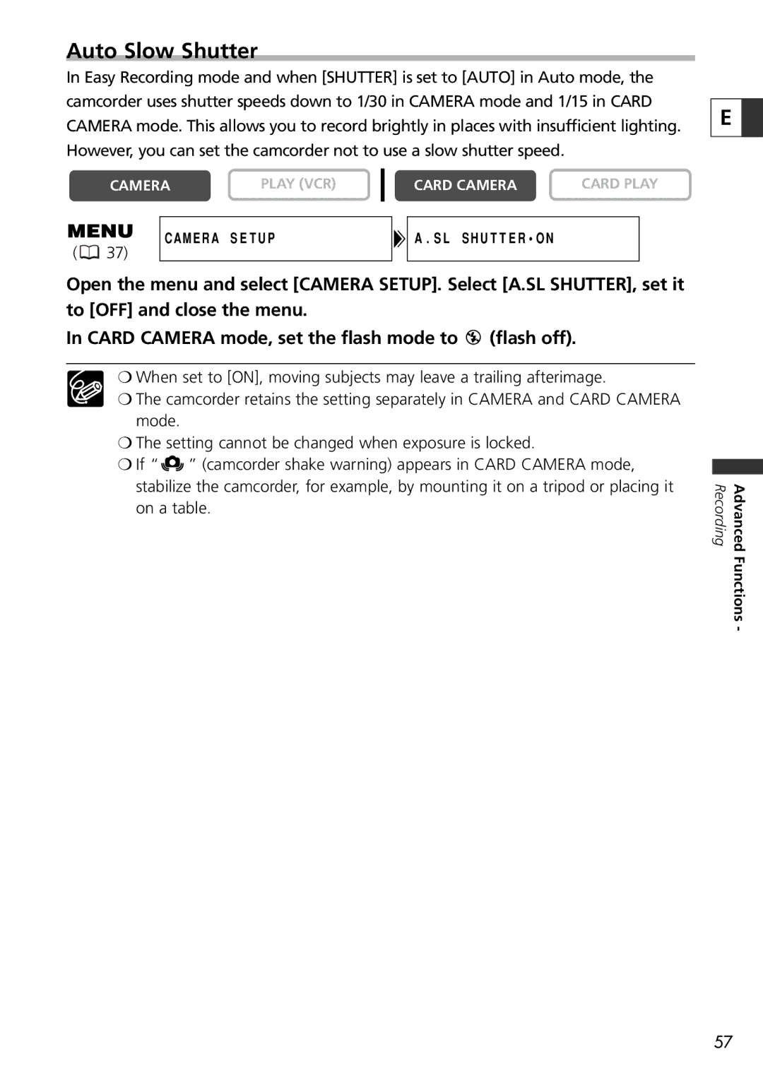 Canon 9545A001AA, OPTURA40 instruction manual Auto Slow Shutter 