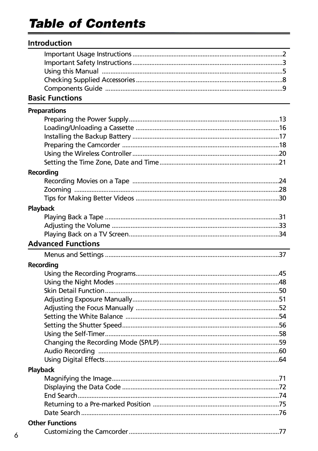 Canon OPTURA40, 9545A001AA instruction manual Table of Contents 