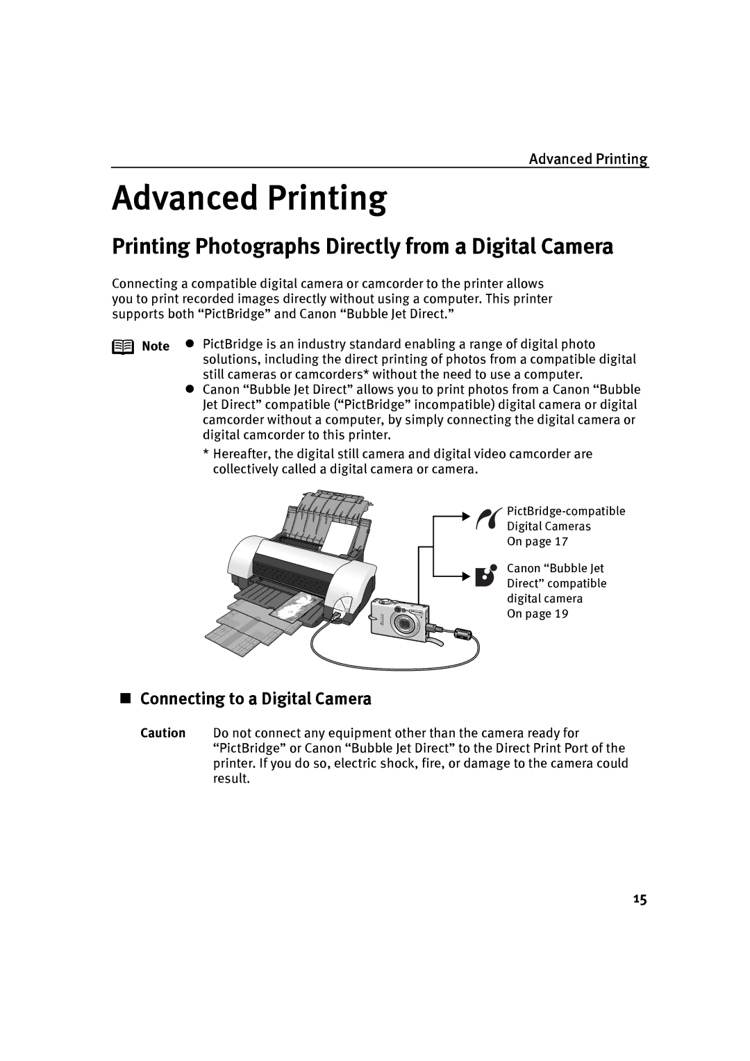 Canon P-I9900-QSG-1203 quick start Printing Photographs Directly from a Digital Camera, Connecting to a Digital Camera 