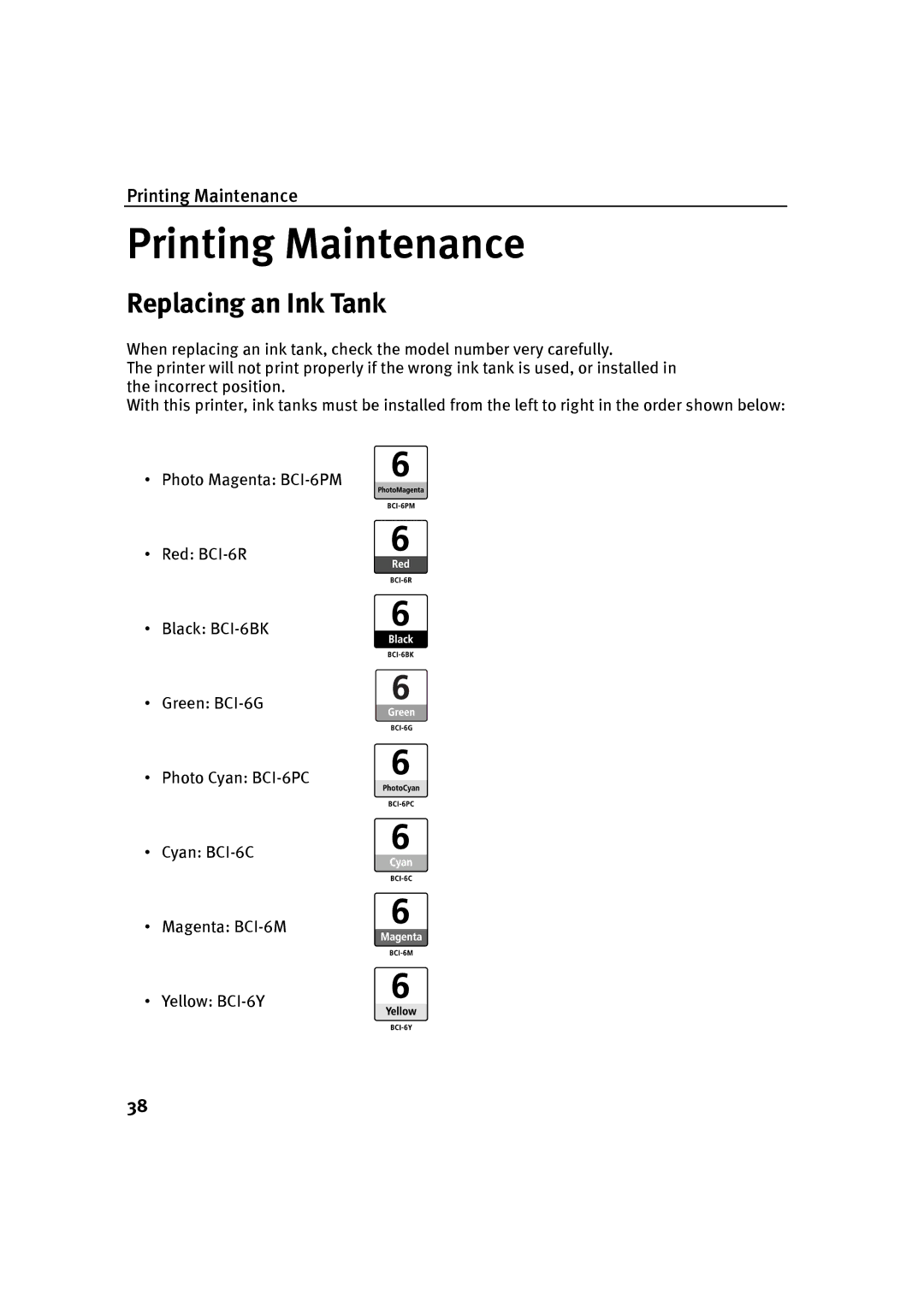 Canon P-I9900-QSG-1203 quick start Replacing an Ink Tank, Printing Maintenance 