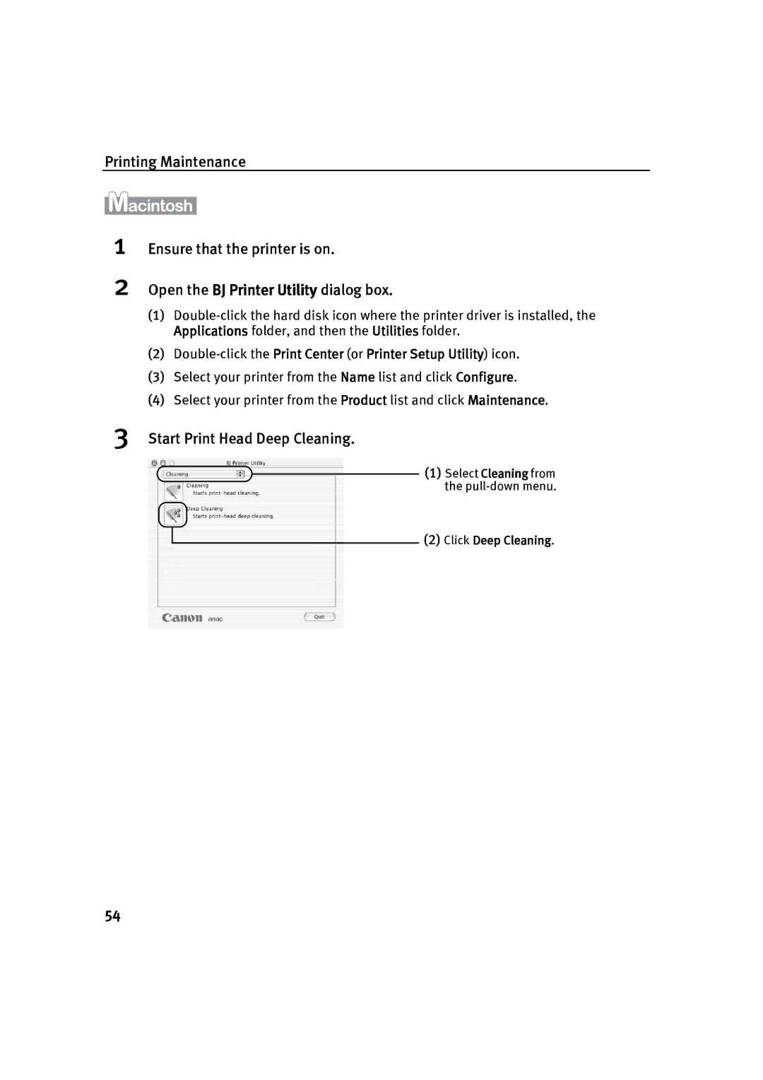 Canon P-I9900-QSG-1203 quick start Double-click the Print Center or Printer Setup Utility icon 