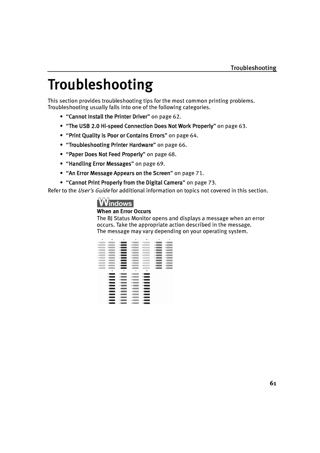 Canon P-I9900-QSG-1203 quick start Troubleshooting, When an Error Occurs 